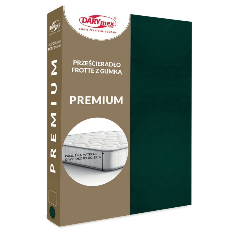 Prześcieradło Frotte PREMIUM na wysoki materac 180x200 na gumkę wz. 036 zieleń butelkowa