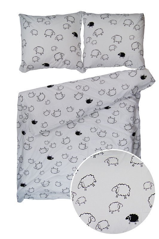 Pościel dziecięca bawełniana BARANKI 80x200, 100% bawełna wz. Białe