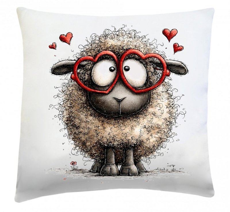 Poduszka na Walentynki 40x40 wz. w54 Baranek w okularach