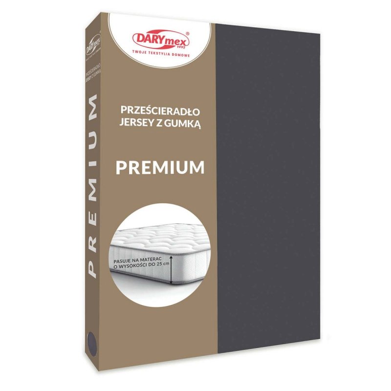 Prześcieradło Jersey PREMIUM na wysoki materac 140x200 na gumkę wz. 041 antracyt