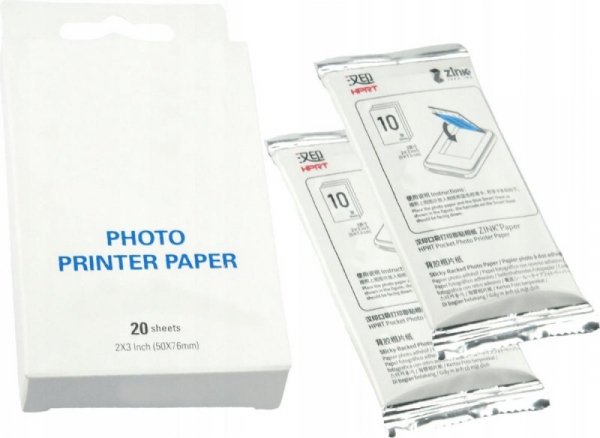 ZINK Papier fotograficzny GG-ZP023-20 do drukarek Canon, G&G, Huawei, HP, Polaroid, Xiaomi (50 mm x 76 mm; 20 szt)