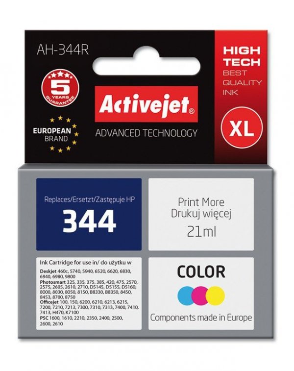 Tusz Activejet AH-344R (zamiennik HP 344 C9363EE; Premium; 21 ml; kolor)
