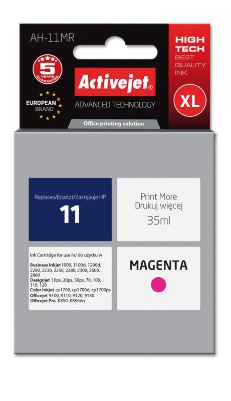 Tusz Activejet AH-11MR (zamiennik HP 11 C4837A; Premium; 35 ml; magenta