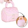 Kosmetyczka rozkładana elegancka kuferek pikowana BUNNY różowa KS131R
