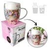 Szklanka termiczna z kwiatami w środku, gipsówka hortensje róż 300 ml 1szt SZK180