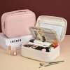 Kosmetyczka rozkładana elegancka kuferek etui z ekoskóry róż KS146R