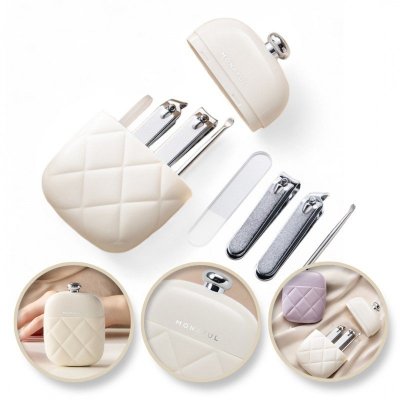 Zestaw akcesoriów etui do paznokci manicure kremowy 9,5cmx7cm AK10K