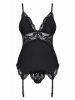 Bielizna-810-COR-1 gorset i stringi czarny  S/M