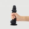 Dildo Penis z Jądrami Ruchoma Skóra Black - S