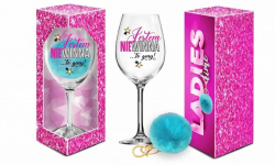 Zestaw: Kieliszek do wina 700ml + pompon  - Jestem niewinna