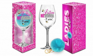 Zestaw: Kieliszek do wina 700ml + pompon  - Jestem niewinna