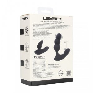 Dual Motor Remote Control Beaded Vibrating Liquid Silicone Prostate Stimulator - Black