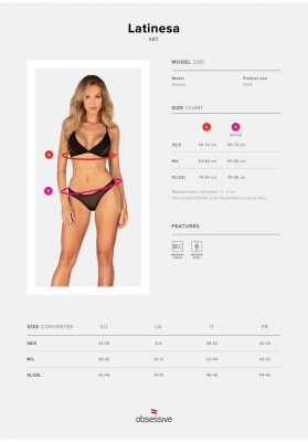ZJAWISKOWY 2-CZĘŚCIOWY KOMPLET BIELIZNY LATINESA CZARNY XL/2XL