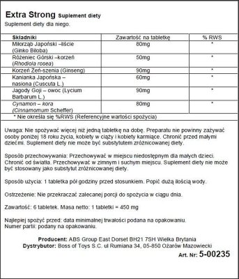 Tybetańska Receptura na Potencję Extra Strong 6szt