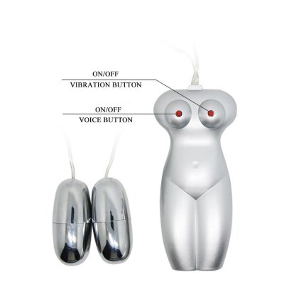 BAILE - Masturbator toy, TPR, double vibrating egg with voice, tighten,shrink 3AAA batteries