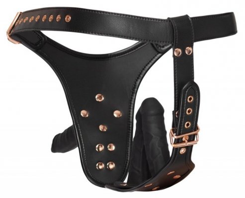 Strap-on z 3 dildami XXL Bad Kitty