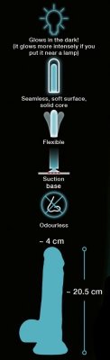 Dildo z przyssawką Glow in the Dark 20,5 cm