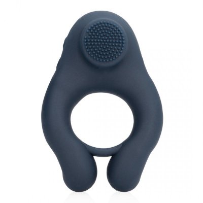 Vibrating Cockring with Clitoris Stimulation - Indigo Blue