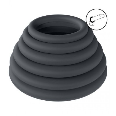 Classic Silicone Cockring Set of 6 - Black