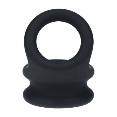 Wide Double O Silicone Cockring - L - Black