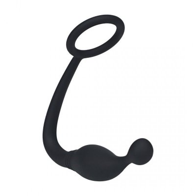 Silicone Cockring with Prostate Stimulator - S - Black