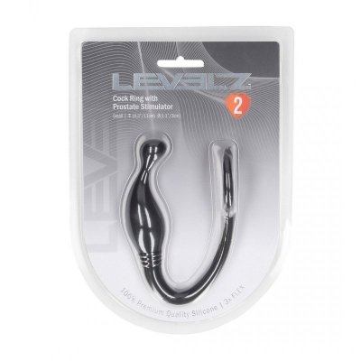Silicone Cockring with Prostate Stimulator - S - Black