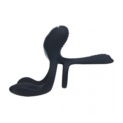Triple Motor Vibrating Silicone Cockring - Black