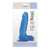 Dildo z przyssawką z jądrami niebieski 19 cm