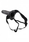 Realistyczna żylasta nakładka na penisa przedłużka z jądrami strap on czarna 20 cm