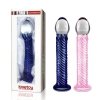 Szklane dildo ze spiralą niebieskie 19 cm