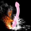 Szklane dwustronne dildo zakrzywione różowe 17 cm