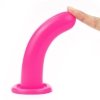 Gładkie zakrzywione dildo analne przyssawka różowe 14 cm