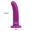 Gładkie zakrzywione dildo analne przyssawka fioletowe 14 cm