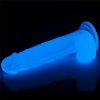 Świecący w ciemności dildo penis niebieski Lovetoy 19 cm