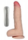 Miękki realistyczny wibrator dildo z jądrami na pilota 19cm