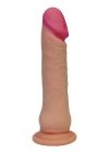 Elastyczny penis na przyssawce z czerwonym żołędziem 17,8 cm