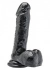 Czarne realistyczne dildo z dużymi jądrami na przyssawce 17,8 cm