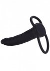 Strap-on nakładka na penisa czarne dildo analne z dwoma pierścieniami