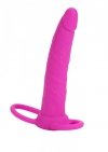 Strap-on nakładka na penisa różowe dildo analne z dwoma pierścieniami