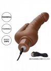 Podwójne realistyczne dildo wibrujące brązowe