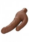 Podwójne realistyczne dildo wibrujące brązowe