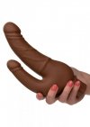 Podwójne realistyczne dildo wibrujące brązowe