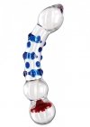 Szklane zakrzywione dildo z wypustkami grzbietami 18 cm