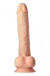 Naturalny penis dildo z przyssawką i jądrami czarny wielki  XXXL 38 cm