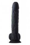 Naturalny penis dildo z przyssawką i jądrami czarny wielki XXXL 38 cm