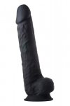 Naturalny penis dildo z przyssawką i jądrami czarny wielki XXXL 38 cm