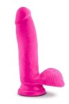 Różowe dildo z jądrami jak prawdziwy penis 17,8 cm