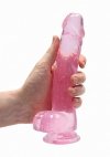 Realistyczny penis na przyssawce dildo różowy 20 cm