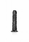 Krzywy penis dildo na mocnej przyssawce czarny 15 cm