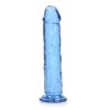 Żelowy realistyczny penis dildo z przyssawką bez jąder niebieski 23cm